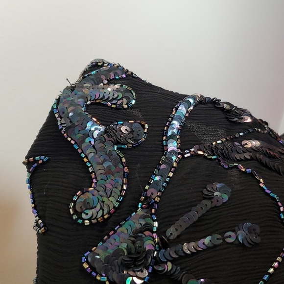 VINTAGE SILK Sequins bubble sleeve dress - Picture 10 of 15